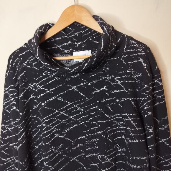 Joseph Ribloff Sweater Mock Neck PulloverBlack White Stretch - Picture 4 of 7